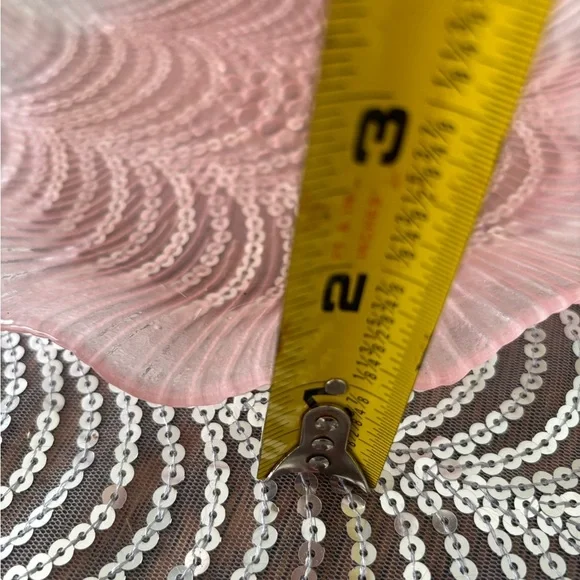 Pink vintage Laslo for Mikasa ruffled edge glass plate - Picture 7 of 8